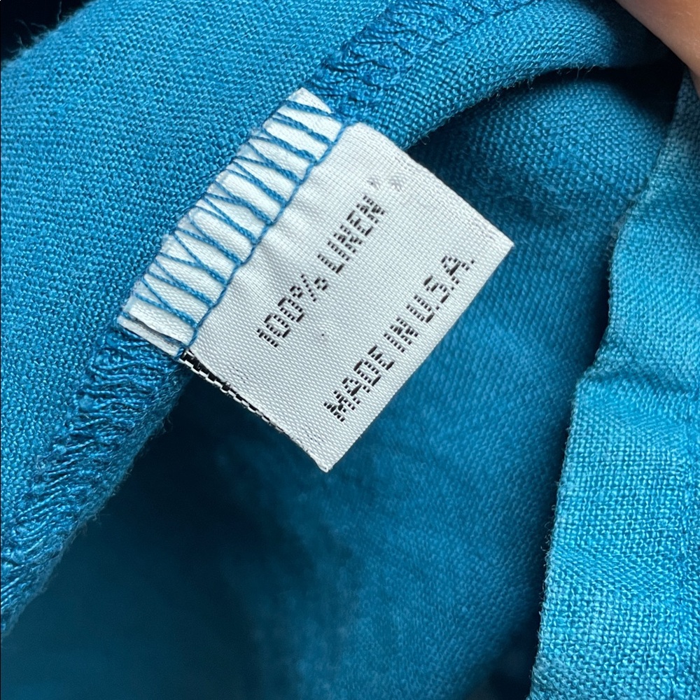 Bryn Walker Linen Teal 3/4 Sleeve Mini Dress - Picture 6 of 7